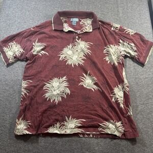 Kaylua Bay Resort Hawaiian Aloha Shirt Red‎ Floral Cotton XL Button Up